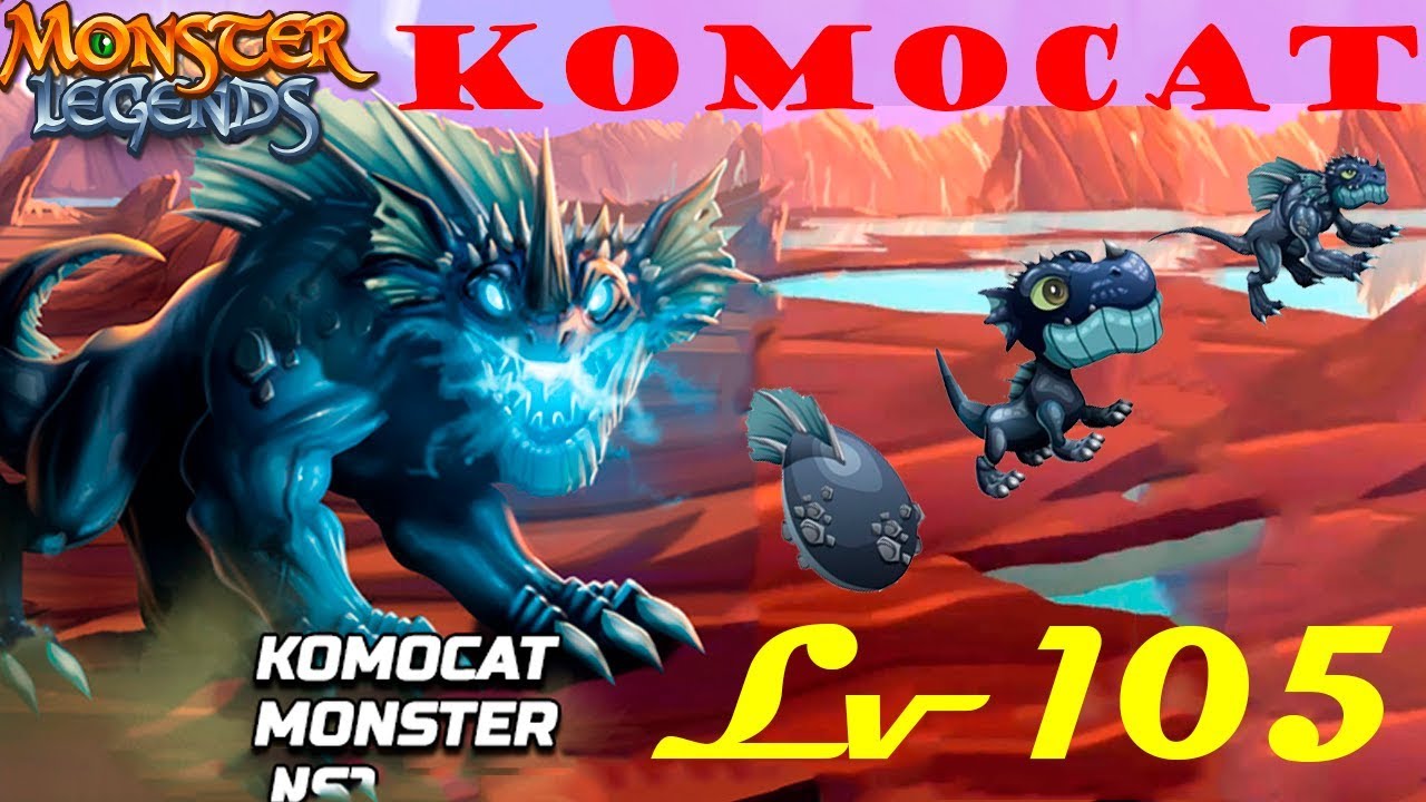 Komocat прокачка 1-105 уровень Редкий монстр на Monster Legends