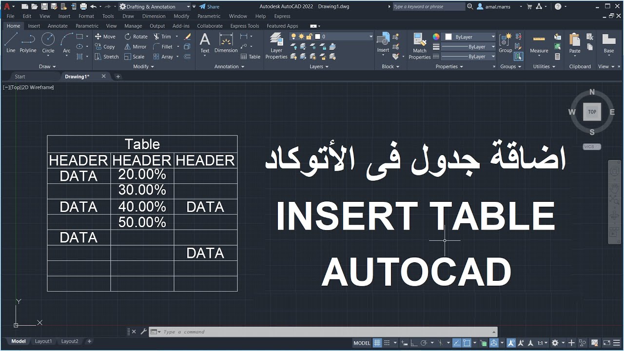للمبتدئين طريقة عمل جدول والتعديل عليه | AUTOCAD TABLE