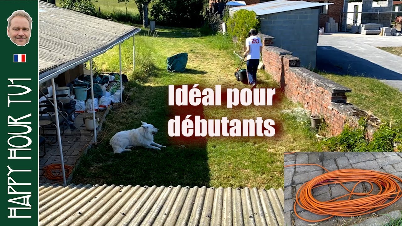 Tondre le gazon sans &ecirc;tre g&ecirc;n&eacute; par votre rallonge &eacute;lectrique (ici une tondeuse Parkside)