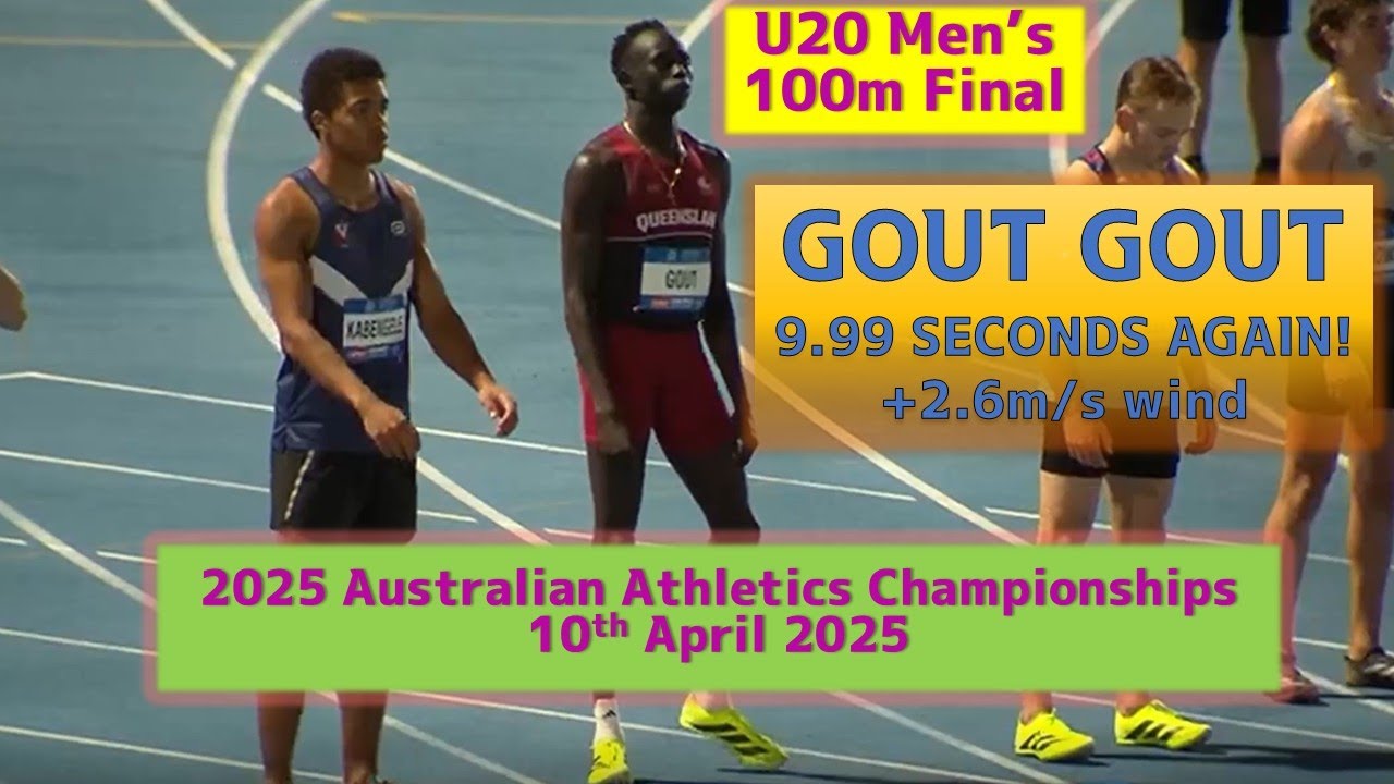 Gout Gout 100m 9.99 seconds 2025 Australian Athletics Championships U20 Mens final winner