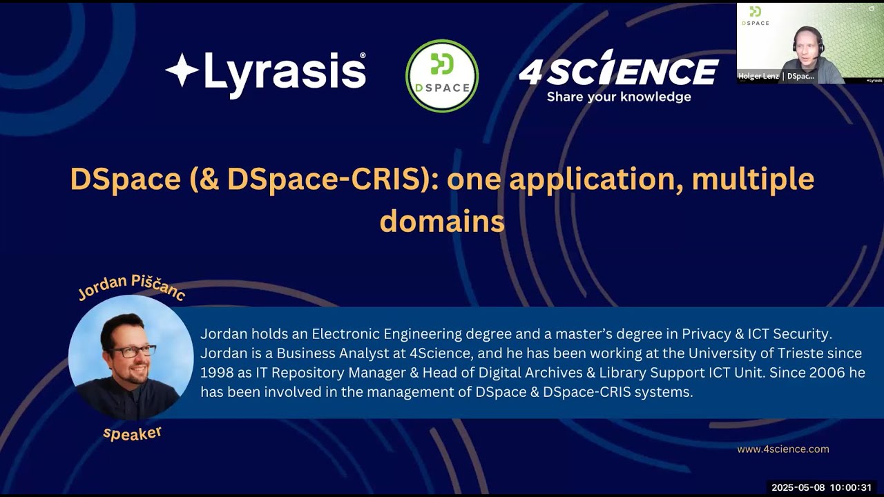 DSpace (& DSpace-CRIS): One Application, Multiple Domains (Webinar, May 8, 2025)