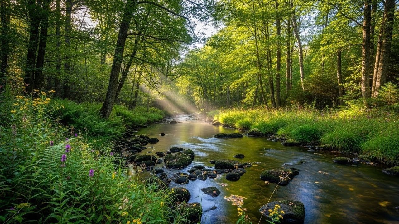 Forest Stream River 🌲🌊 Gentle Flowing Water for Sleep and Meditation #2558