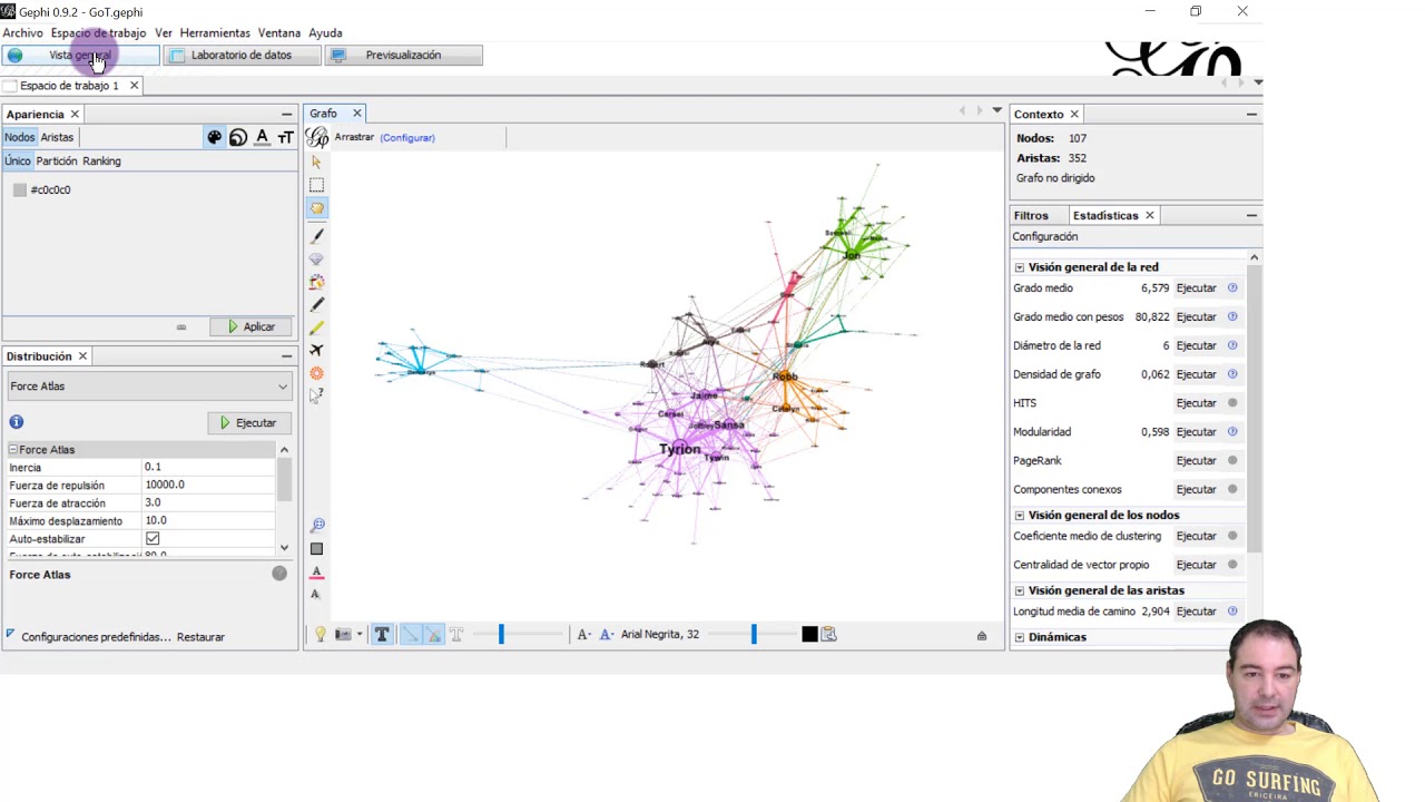 Medidas básicas de una red con Gephi