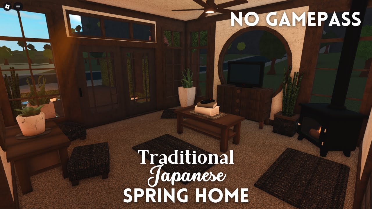 [ bloxburg ] ꒰ 36k! ꒱ ⛩️ affordable traditional japanese spring house ꒰ no gamepass build & tour ꒱