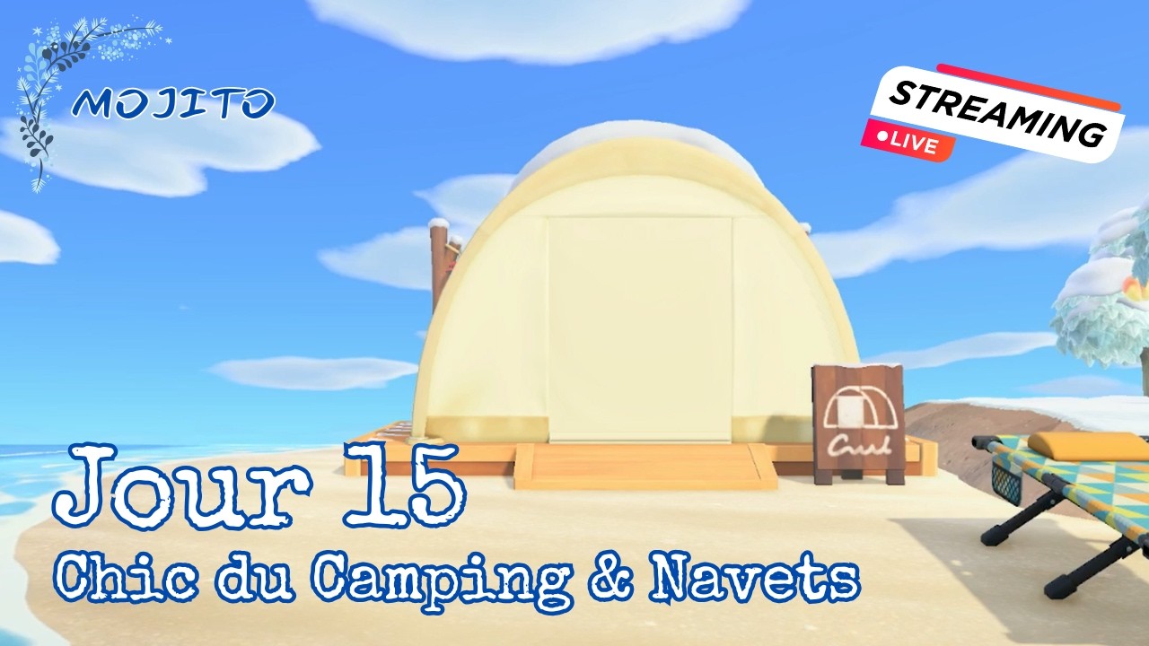 JOUR 15 sur MOJITO | Premier Visiteur au Camping & Navets - Animal Crossing New Horizons [LIVE]