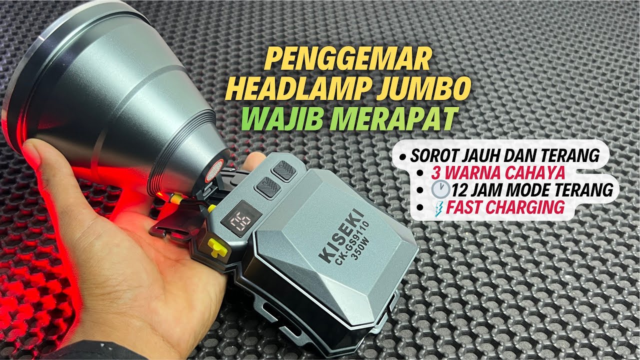 SENTER KEPALA SOROT TERANG BATERAI AWET MODE TERANG TAHAN LEBIH 12 JAM KISEKI CK-GS9110 350W
