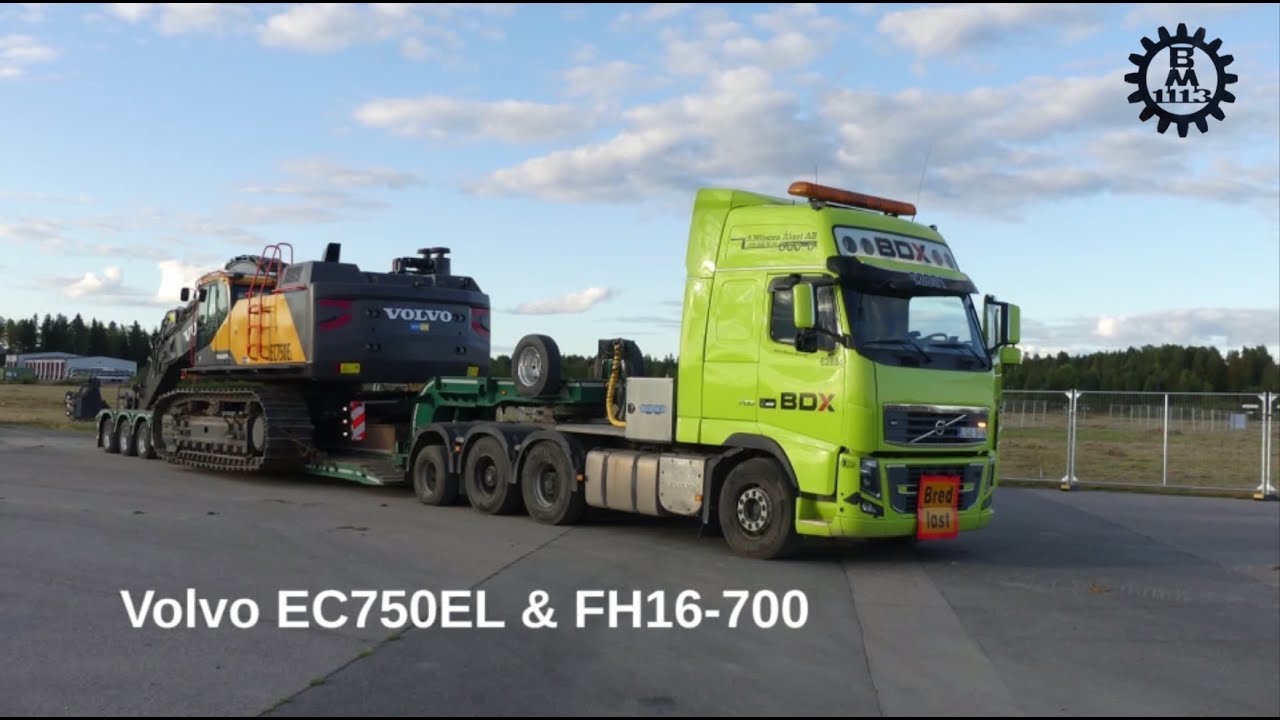 Loading a Volvo EC750EL on a Volvo FH16-700 with 5-axles VM trailer