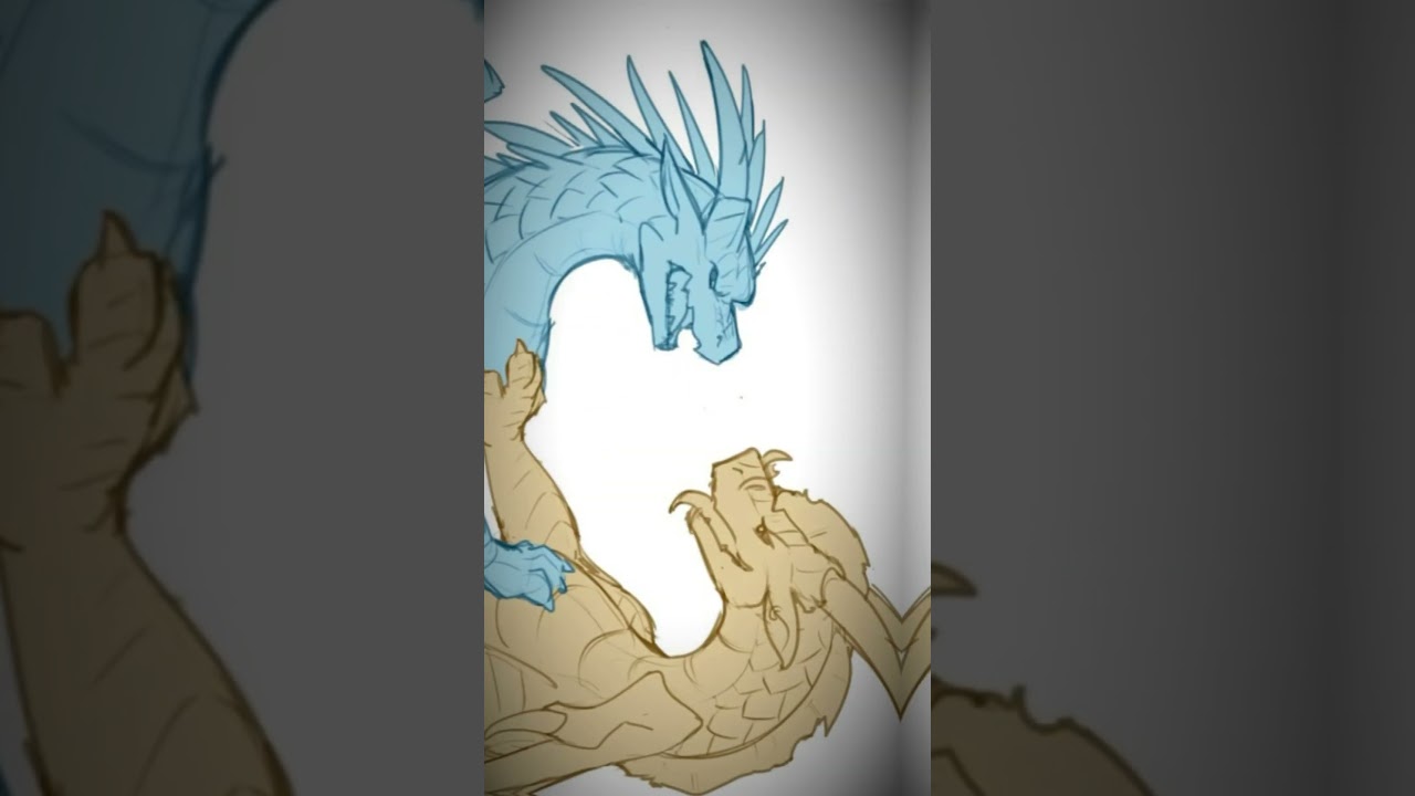 Two naughty dragons: Qibli and Winter😏😳💛🩵 #qinter #dragon #wingsoffire #edit