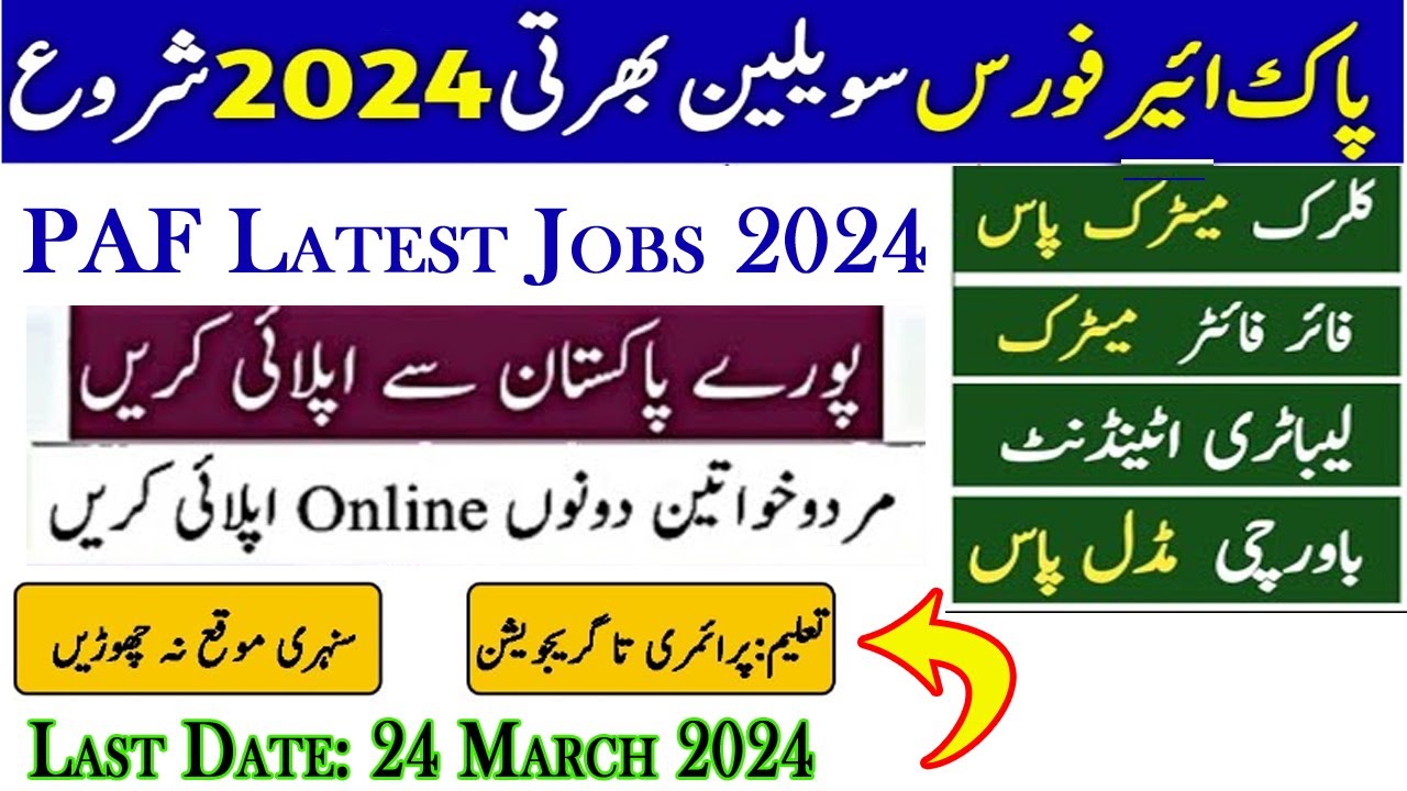 PAF Civilian Jobs 2024 Pakistan Air Force Online Apply | InfoUstaad