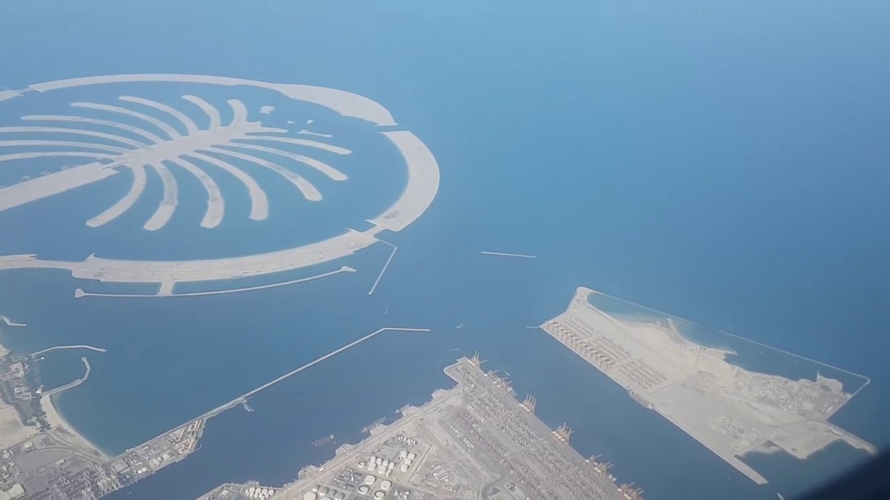 Взлет самолета в ДУБАЕ. Пальма джумэйра.дубай,dubai,uae,оаэ.