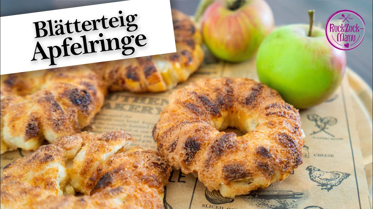 🍎 S&uuml;&szlig;, knusprig & so einfach &ndash; Bl&auml;tterteig Apfelringe! 🤯