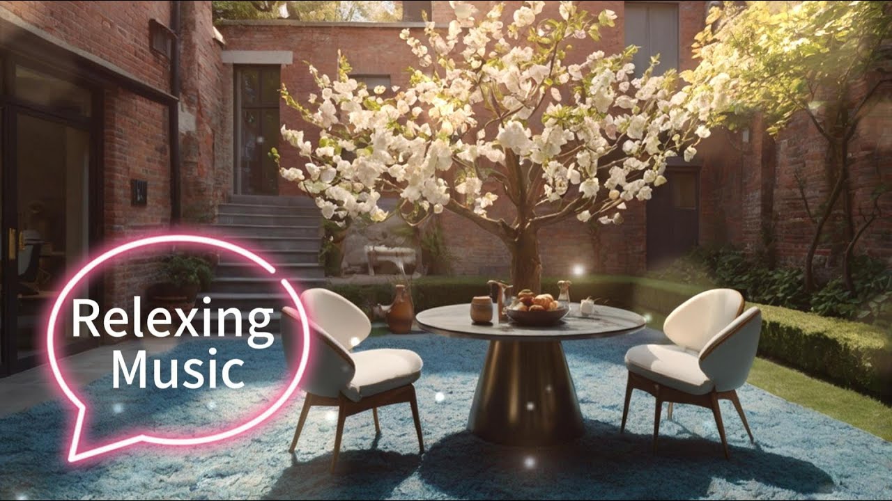 ☕ Lazy Night Elegance | Ultra HD Courtyard Ambience | Flower Bliss | 10 HR Stress Relief Music 🌸🎶