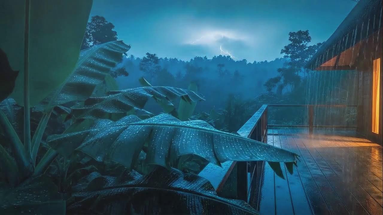 Instant Sleep with Steady Rain Sounds and Soft Thunder Murmur at Cozy Cabin 🌧️