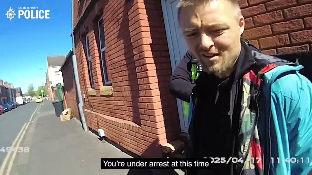 Moment Doncaster drug dealer Paul Ebbage is arrested and caught with illegal drugs