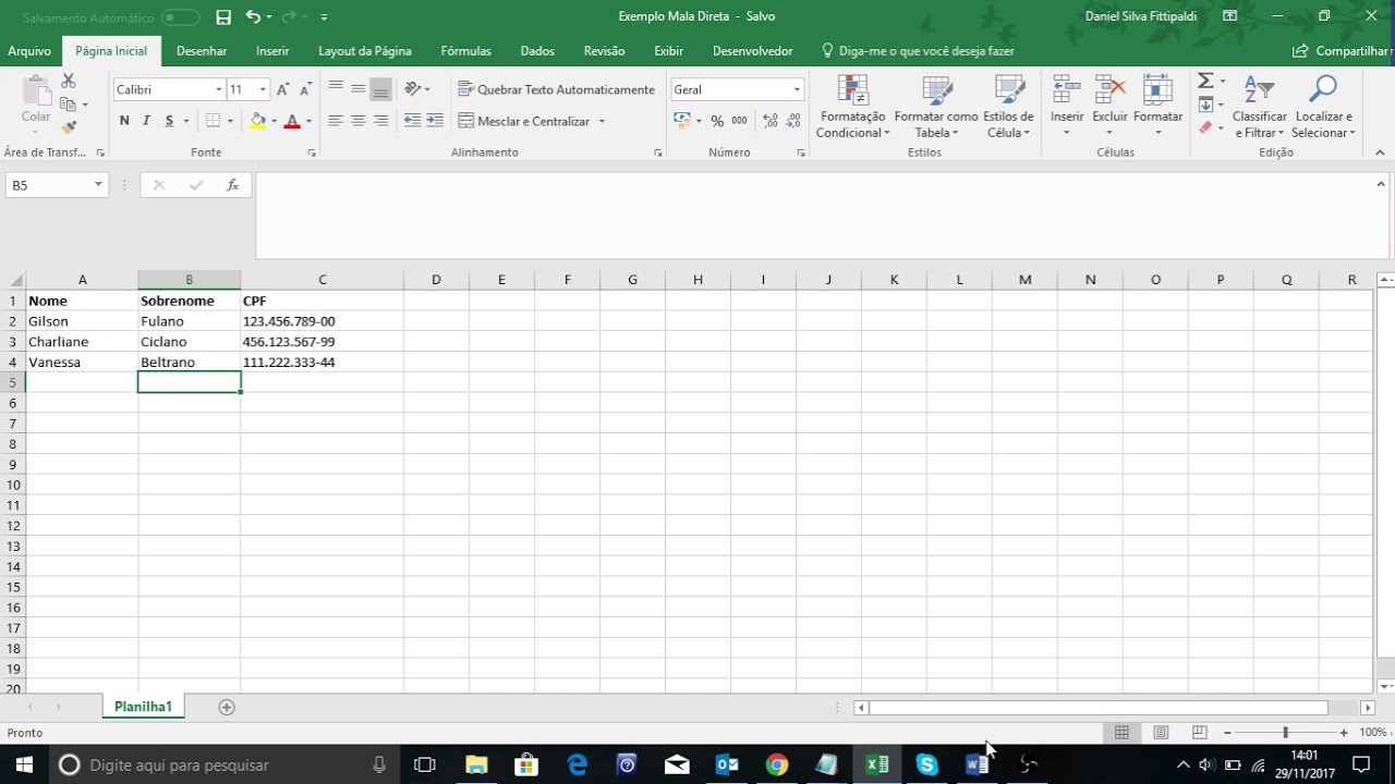 Preencher Word com base em Excel (mala direta)