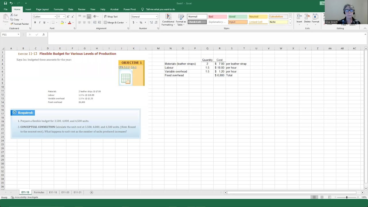 ACC406, Ch. 11, Flexible Budget for Various Levels of Production (Ex. 11-13 SOLUTION)