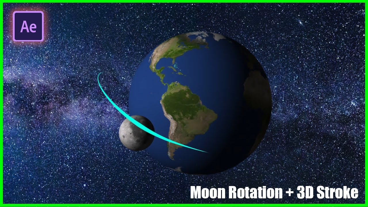 Space Scene in After Effects: Earth and Moon Rotation with 3D Stroke