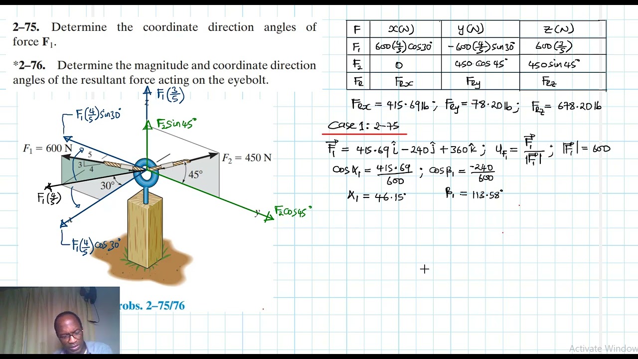 2–75, 2–76 Force Vector (Chapter 2: Hibbeler Statics) Benam Academy
