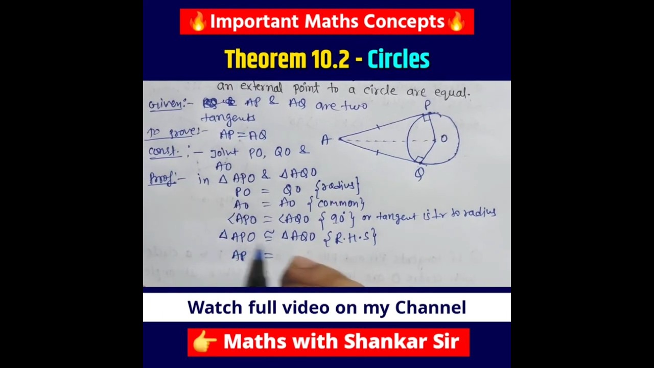 Class 10 Circles Theorem 10.2 | Tangent Theorem Explained in 1 Minute #mathswithshankarsir #class10