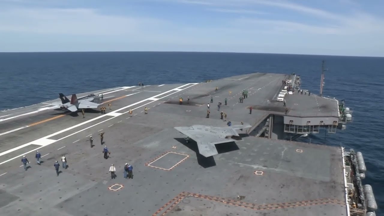 Unmanned Drone Aircraft Carrier Launch! #viral #viralvideo #usnavy #usa #navalaviation #military
