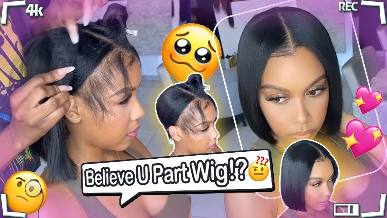 NO GLUE🚫 U-PART WIG INSTALL! Natural Leave Out Bob Wig | Is It Worth? Ft. # ULAHAIR