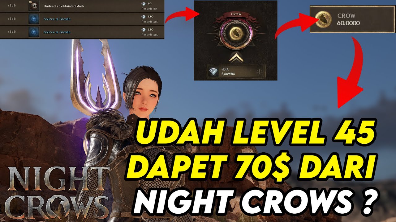 NAIK LVL 45 DAPET 70$ DARI JUALAN ITEM DI MARKET ? BAHAS CAIRIN CROW SAMPE KE IDR ! - NIGHT CROWS