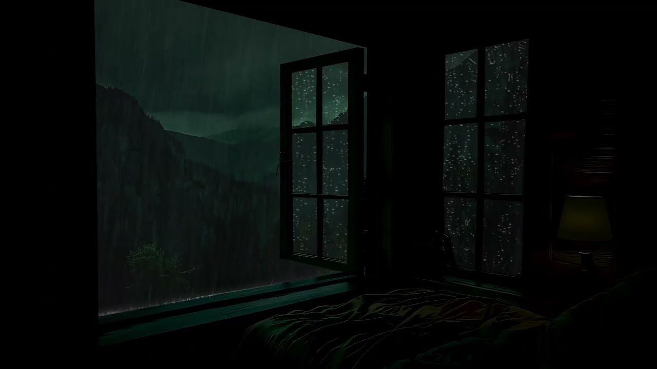 Heavy Rain Through Open Window at Night | Calm Rain Sounds for Sleep, Relaxation & Focus