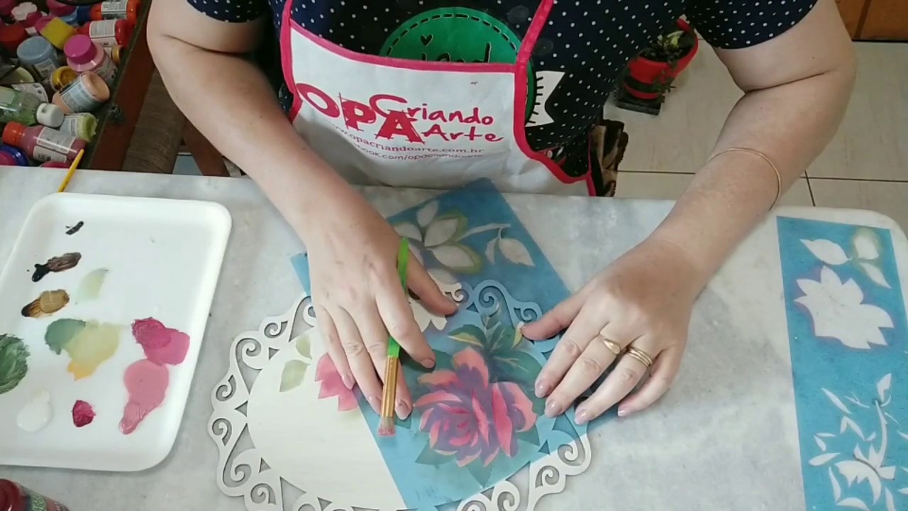 Pintando Rosas com Stencil Parte 2