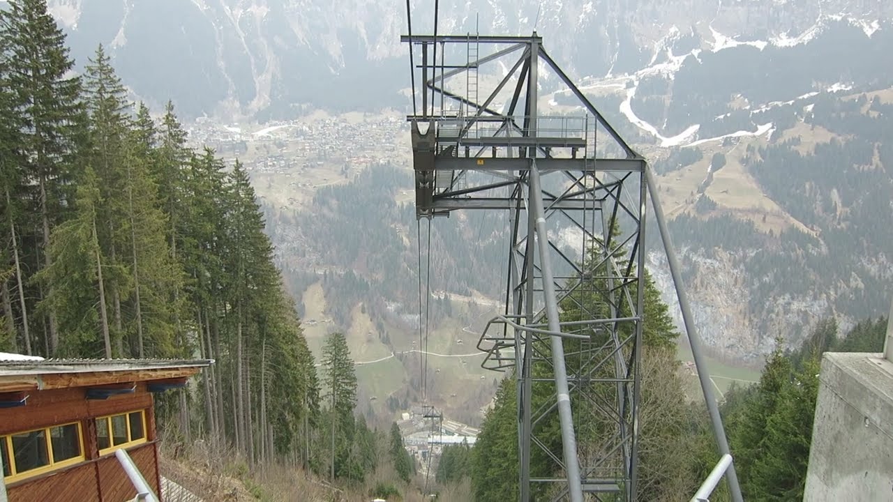 Luftseilbahn Lauterbrunnen - Grütschalp - Mürren Talfahrt 2022 - Seilbahn cable car Switzerland