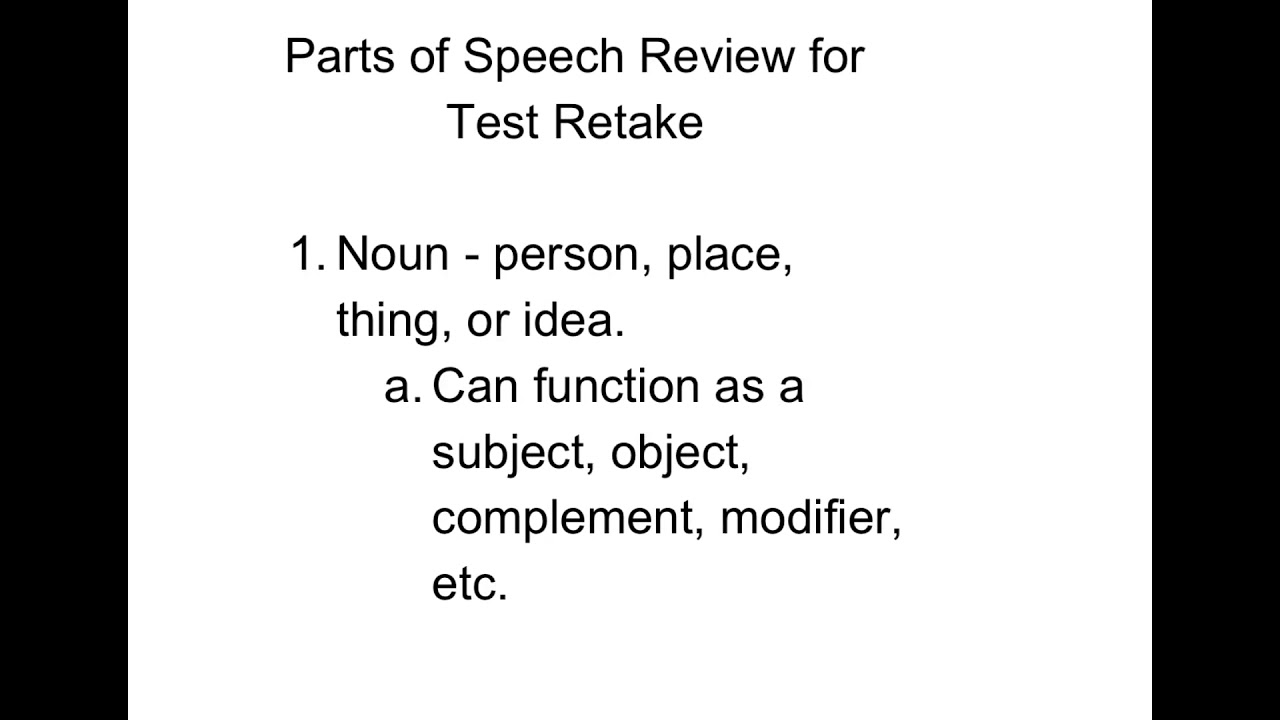 Parts of Speech Summative Review
