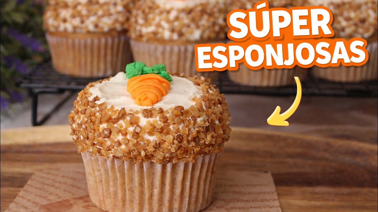 Magdalenas de zanahoria MUY esponjosas 🥕 | Receta fácil y rápida