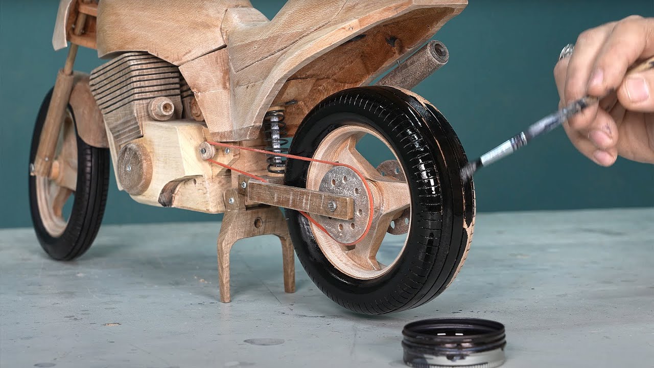 Model Bike - Tom Cruise's Kawasaki Ninja GPZ 900 R from Top Gun Out of Wood | ASMR Woodworking