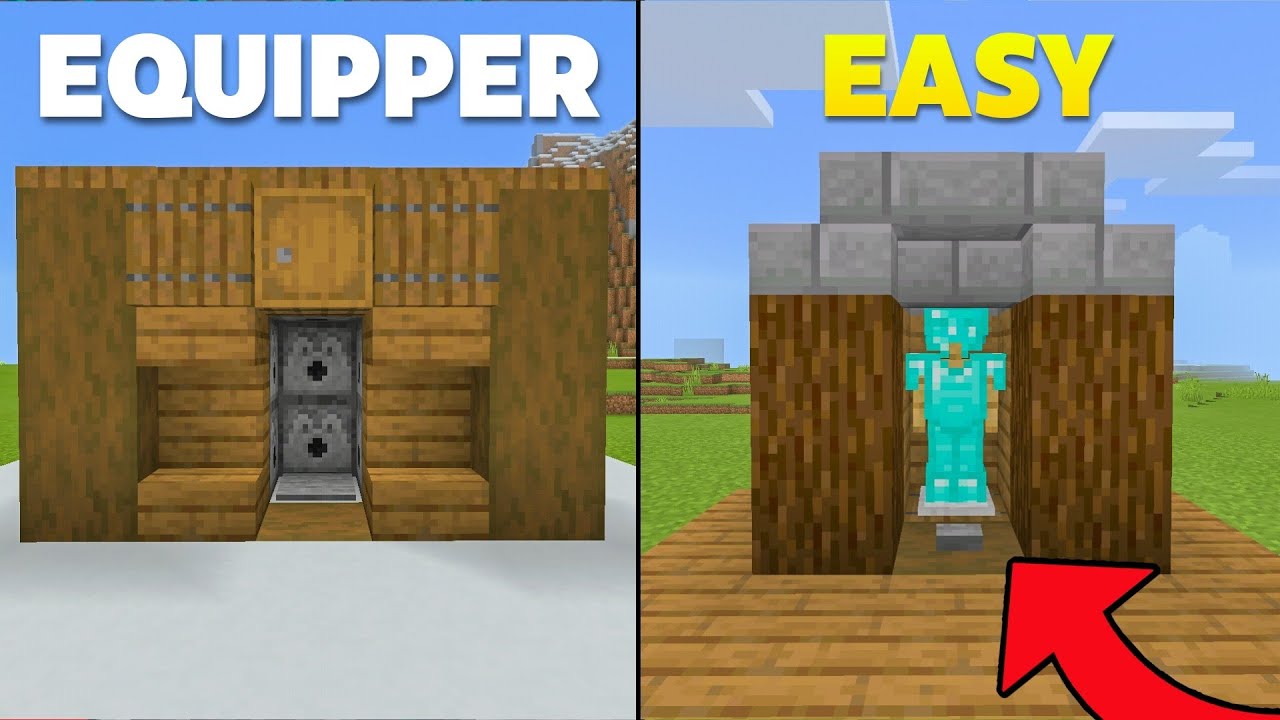 3 EASY Ways to make Auto Armor Equippers In Minecraft Bedrock! (quick)