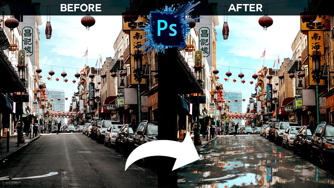 How to Create realistic water reflection in photoshop (Puddle maps) Tutorial