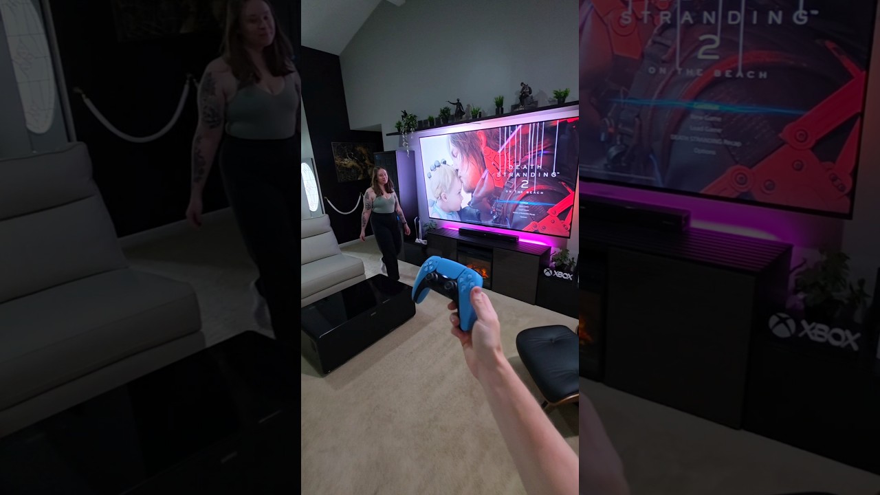 PS5 Gaming in my living room on a 100