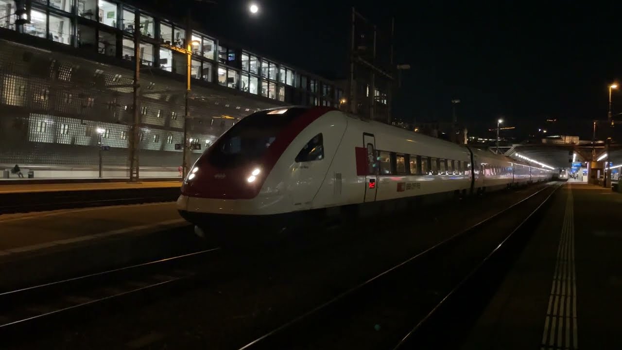Departure ICN to Lausanne at Night in Zürich 