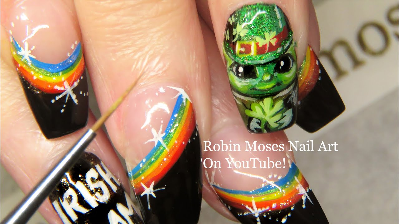 St. Patrick's Day Nails | Baby Yoda + Rainbows + Shamrock Nail Art