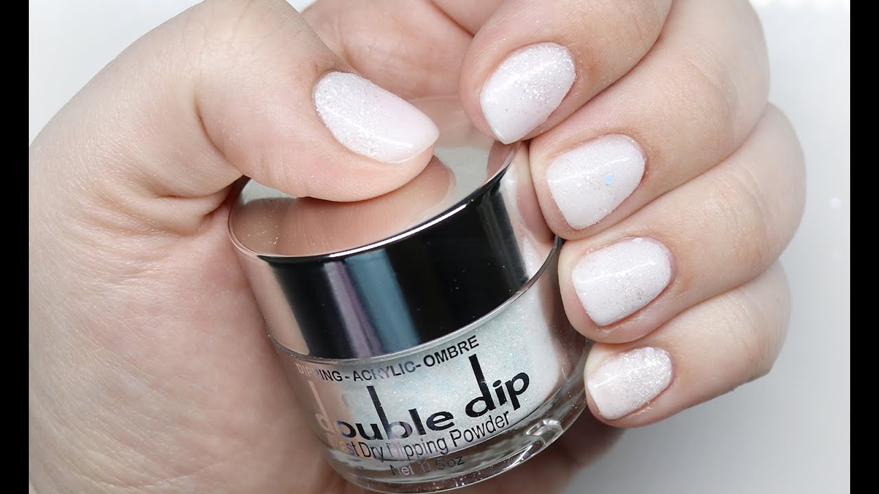 WHITE GLITTER OMBRE ON SHORT NAILS | Double Dip Store | Dip Powder Nils