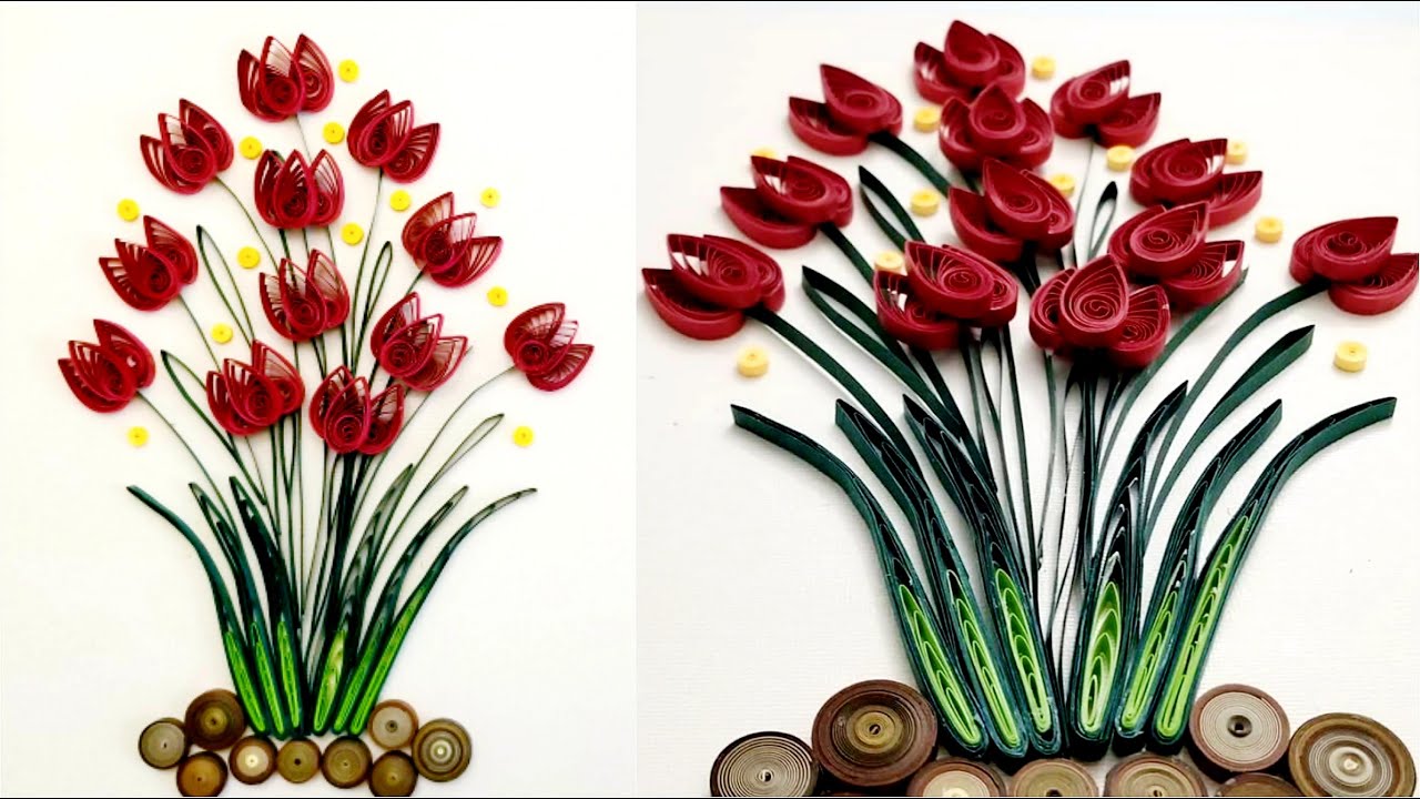 Easy Paper Quilling Tulip | Quilling beginners | DIY Quilling Tulip