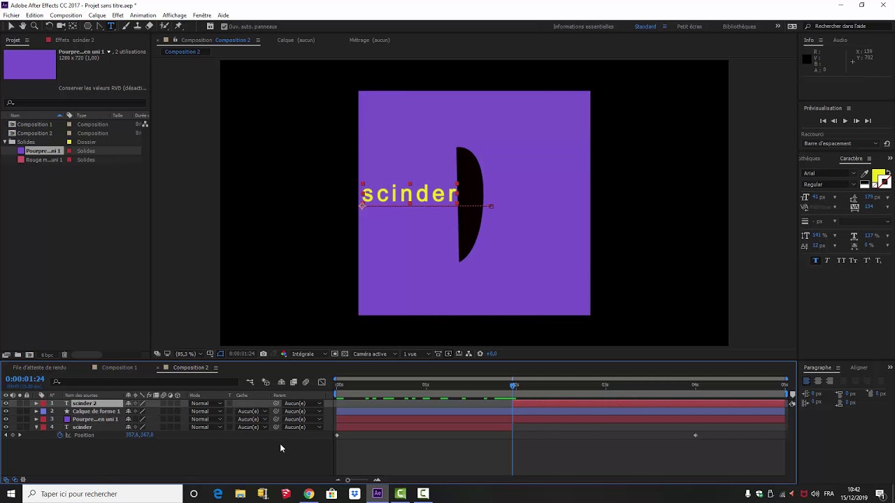 After effects derriére devant