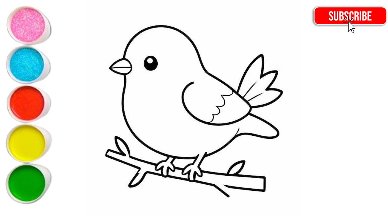 Cute Bird Drawing and Coloring for Kids | Easy Bird Drawing #kidslearning #jjcolors #bird #drawing