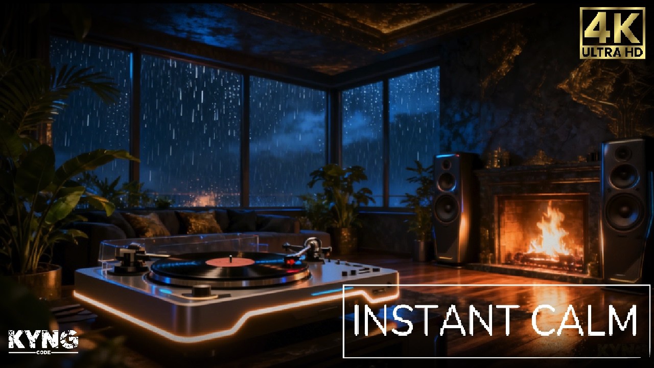 LOfi Peaceful Atmosphere, Calming Fireplace, Rain, Ambience, NEW [HQ]