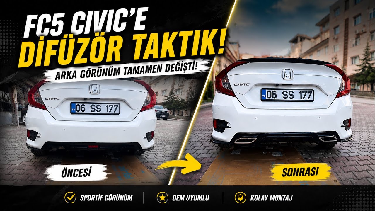 HONDA CİVİC FC5 DİFİZÖR MONTAJI NASIL YAPILIR #fc5 #hondacivic #difizor #montaj #nasılyapılır #civic