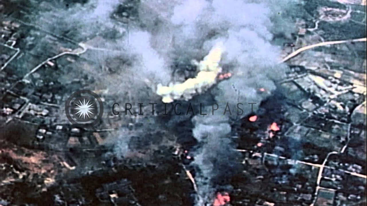 Gun camera footage of United States Navy warplanes strafing targets in Tokyo duri...HD Stock Footage