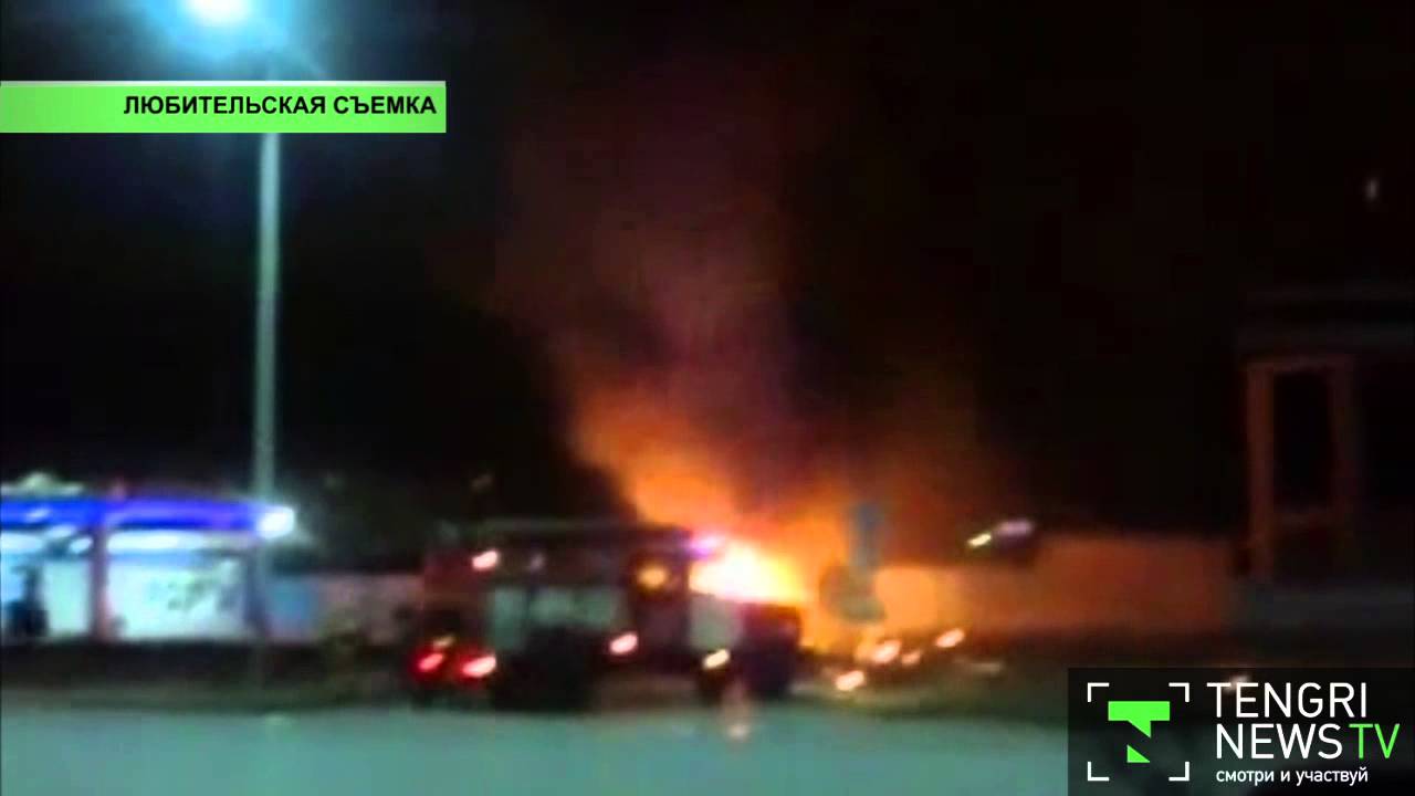 Автомобиль взорвался возле АЗС в Кызылорде