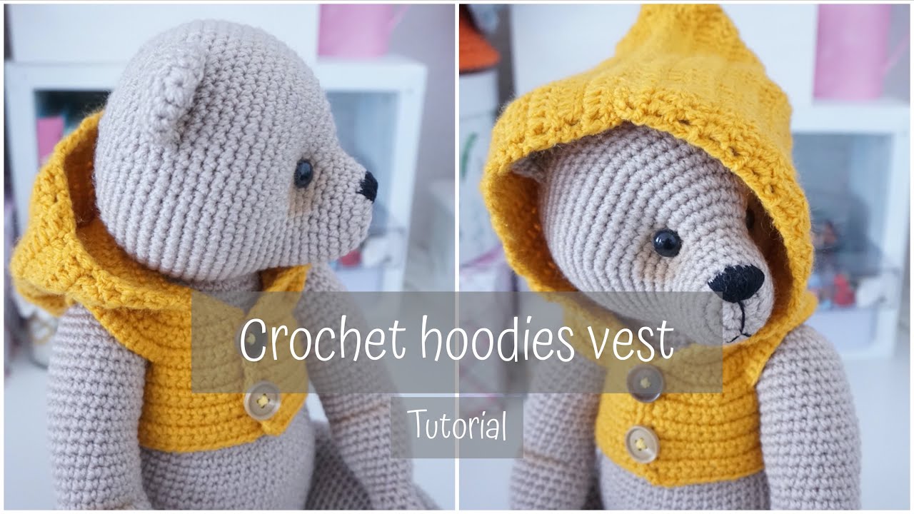Crochet hoodies vest 🐻