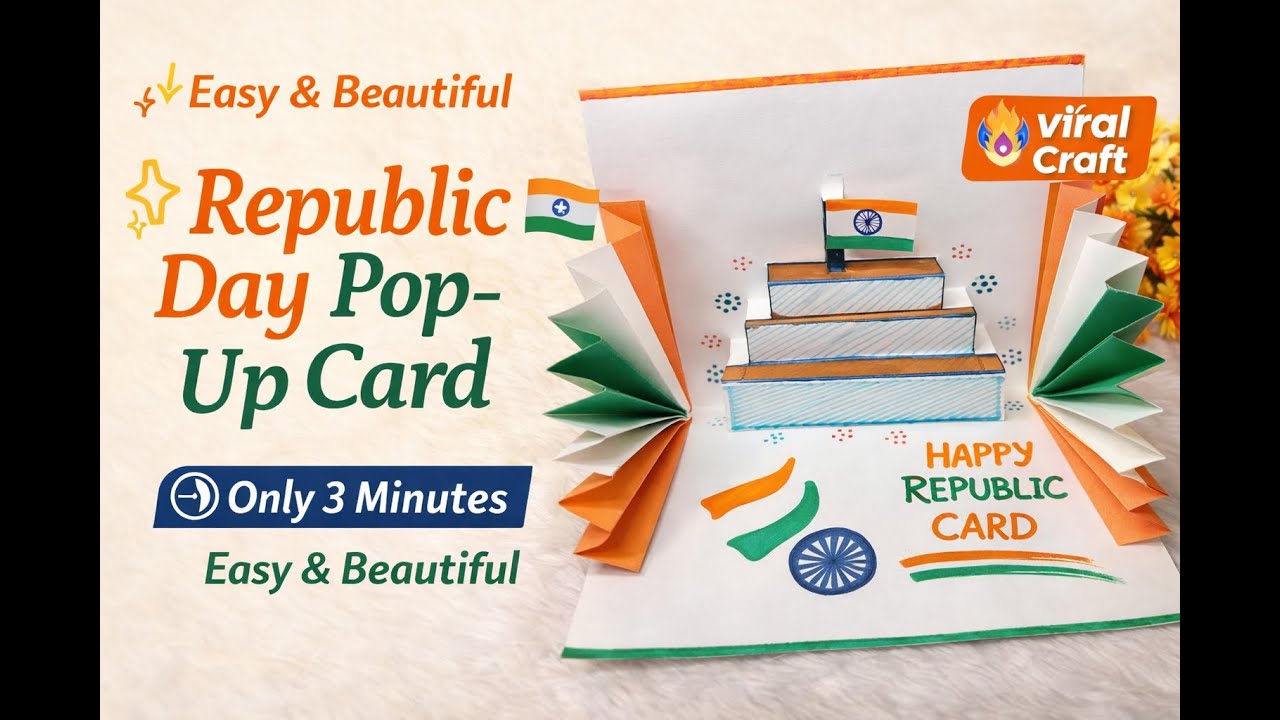 Republic Day Pop-Up Card Making ✂️ | Easy & Beautiful Handmade Card for 26 January 🇮🇳