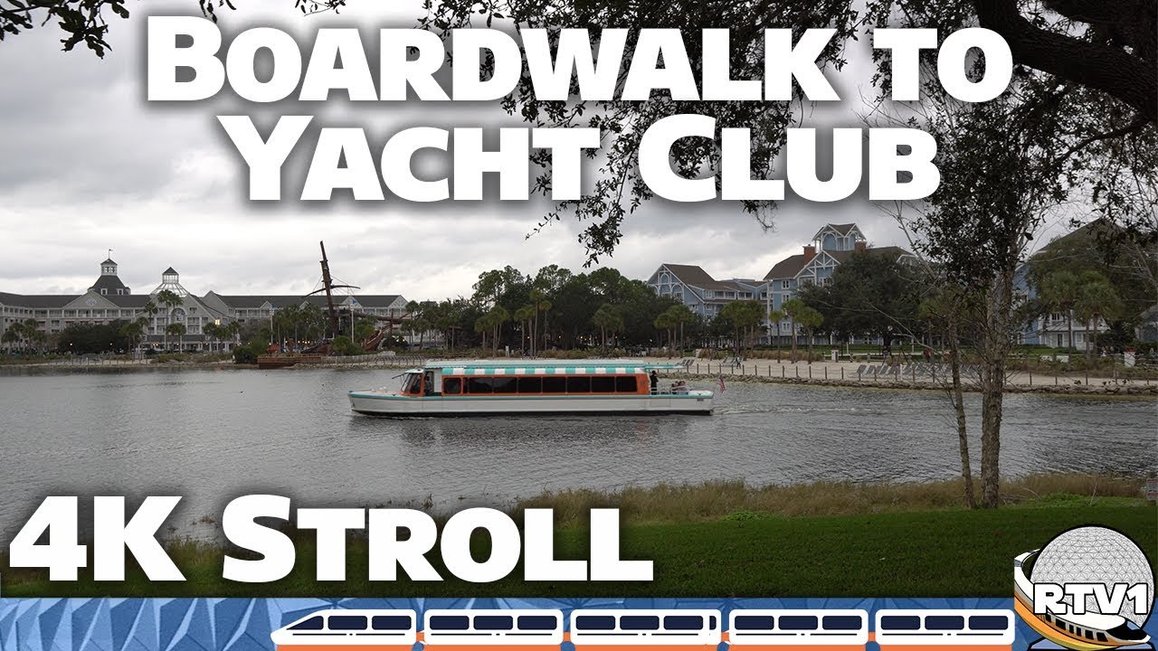 Disney's Boardwalk to Disney's Beach Club Resort - Relaxing Stroll in 4K