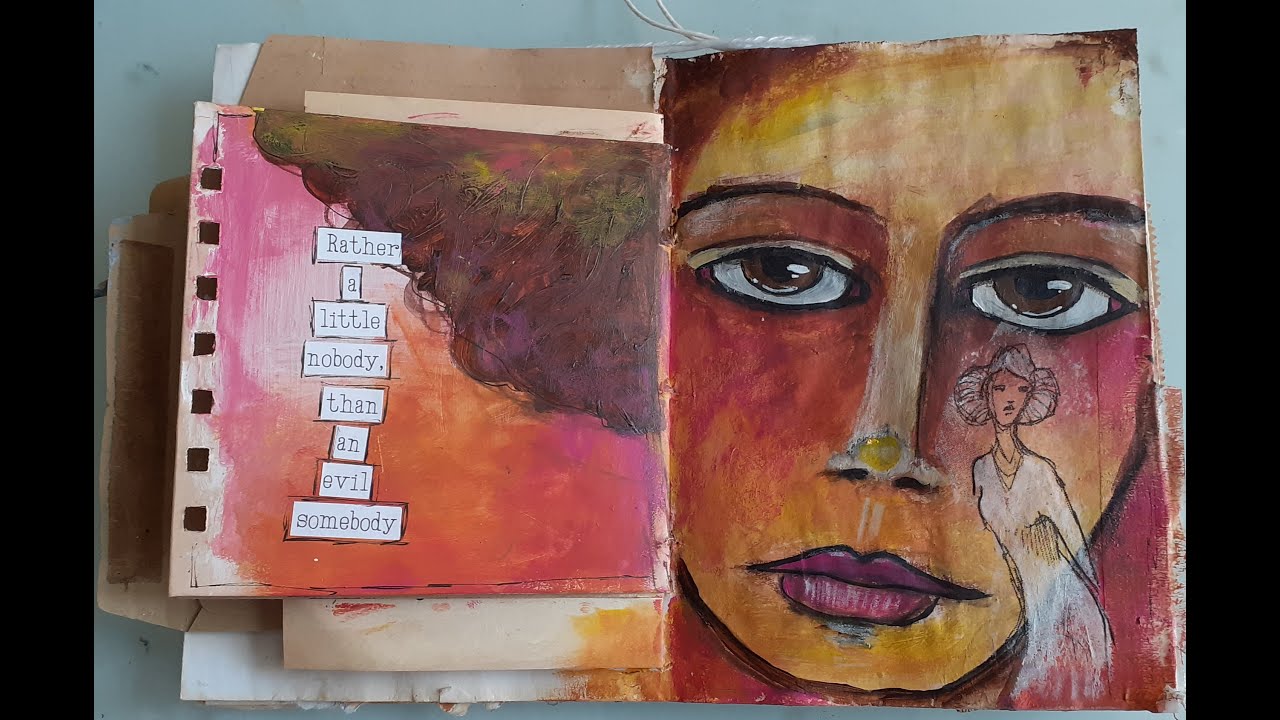 Art journal face #2 mixed media