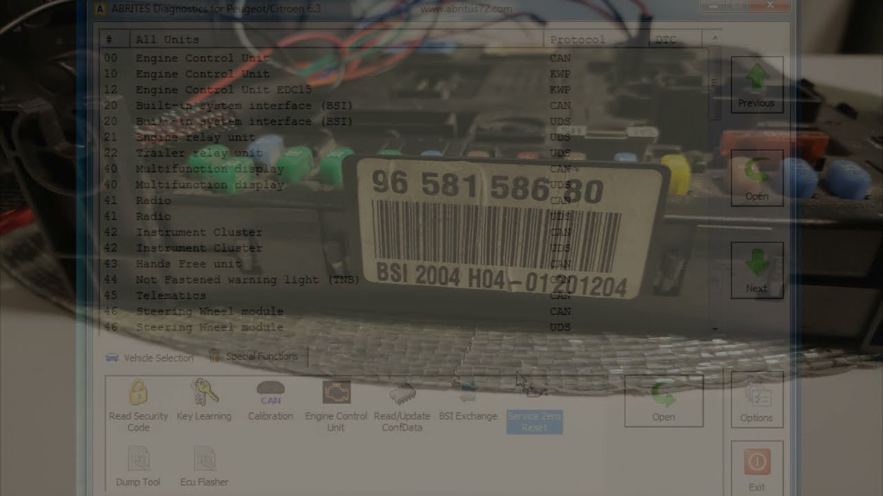 PSA BSI H04 FVDI 2014  bench work